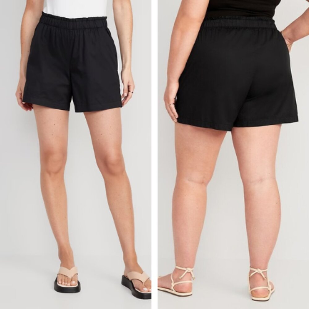 EUC Old Navy Women’s High Waisted Poplin Shorts NWT Size 2X (Black)